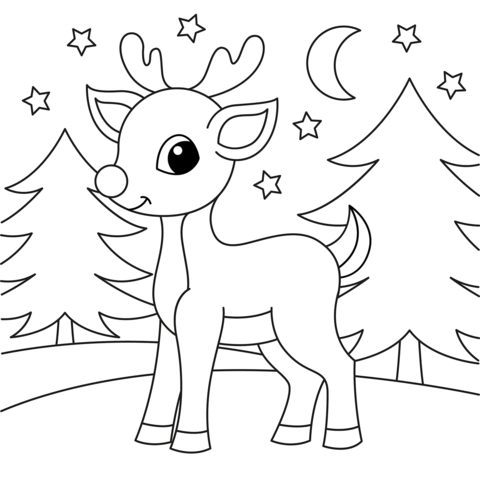 Rudolph The Red Nosed Reindeer From Reindeer Coloring Page